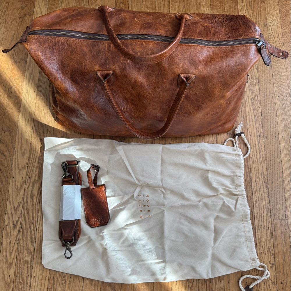 Moore & Giles Brown Leather Benedict Weekend Duffel